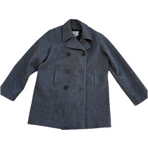 Marvin Richards Pea Coat Double Breasted Gray Wool Blend USA vintage Size 14